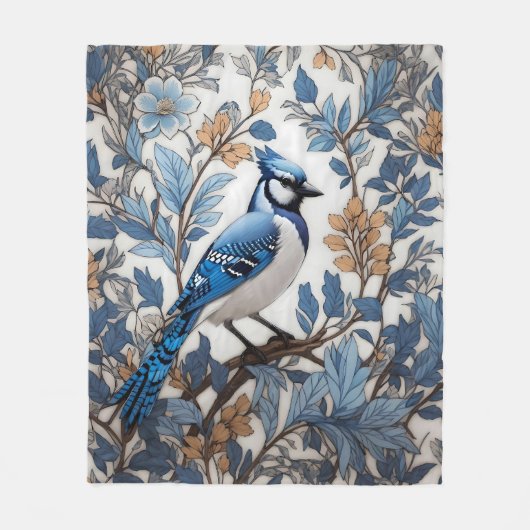 Elegant Blue Jay William Morris Inspiriert Fleecedecke (Vorderseite)