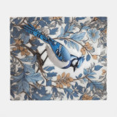 Elegant Blue Jay William Morris Inspiriert Fleecedecke (Vorderseite (Horizontal))