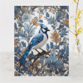 Elegant Blue Jay William Morris Inspiriert Karte (Gelbe Blume)