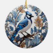 Elegant Blue Jay William Morris Inspiriert Keramik Ornament (Hinten)