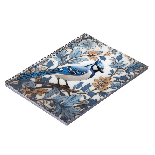 Elegant Blue Jay William Morris Inspiriert Notizblock (Linke Seite)