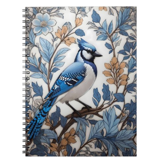 Elegant Blue Jay William Morris Inspiriert Notizblock (Vorderseite)