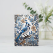 Elegant Blue Jay William Morris Inspiriert Postkarte (Stehend Vorderseite)