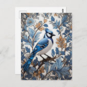 Elegant Blue Jay William Morris Inspiriert Postkarte (Vorne/Hinten)