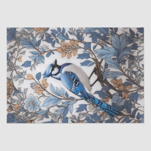 Elegant Blue Jay William Morris Inspiriert Seidenpapier (Vorderseite)