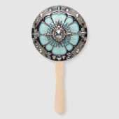 Elegant Blue Jeweled Look Hand Fans Fächer (Rückseite)