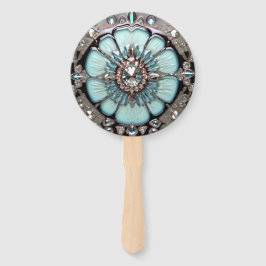 Elegant Blue Jeweled Look Hand Fans Fächer