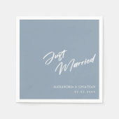 Elegant Blue Just Married Custom Wedding Napkins Serviette (Vorderseite)