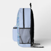 Elegant Blue Lavender Floral Bedruckter Rucksack (Rechts)