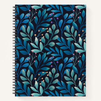Elegant Blue Leaf Notebook Notizblock