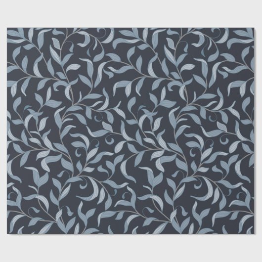 Elegant Blue Leaf William Morris Inspiriert Geschenkpapier (Flach)