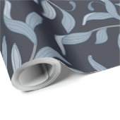 Elegant Blue Leaf William Morris Inspiriert Geschenkpapier (Rolleneckpunkt)