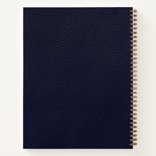 Elegant Blue Leather Gold Initial Notizblock (Rückseite)