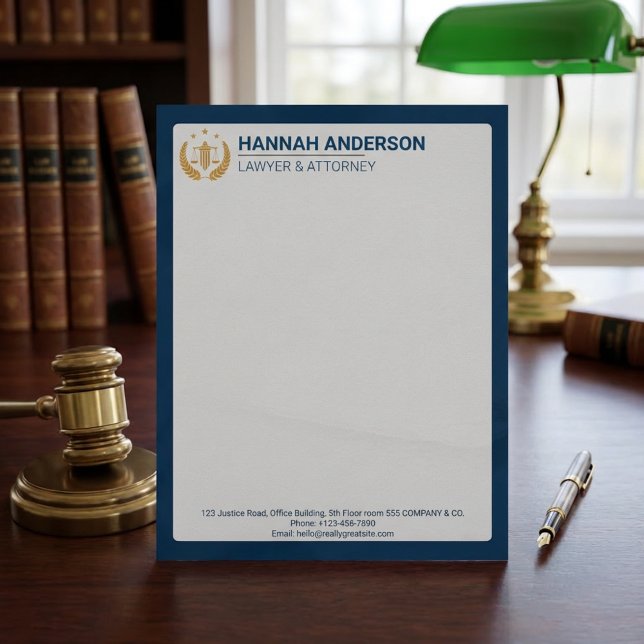 Elegant Blue Leather Look Law Firm Letterhead Briefbogen (Elegant Blue Leather Look Law Firm Letterhead)