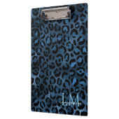 Elegant Blue Leopard Personalized Clipboard Klemmbrett (Links)