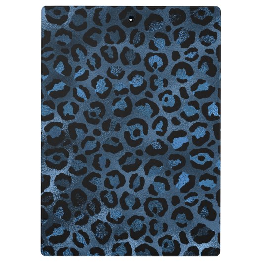 Elegant Blue Leopard Personalized Clipboard Klemmbrett (Rückseite)