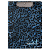 Elegant Blue Leopard Personalized Clipboard Klemmbrett (Vorderseite)