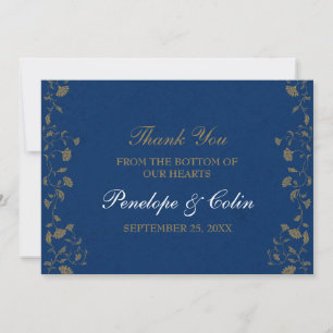 Elegant Blue Library Book Cover Wedding Dankeskarte