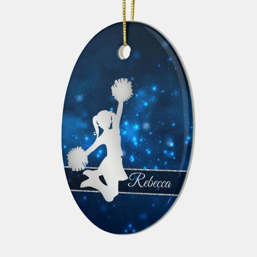 Elegant Blue Lights Silver Cheer Leader Keramik Ornament (Links)