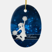 Elegant Blue Lights Silver Cheer Leader Keramik Ornament (Vorne)