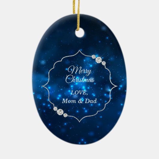 Elegant Blue Lights Silver Cheer Leader Keramik Ornament (Hinten)