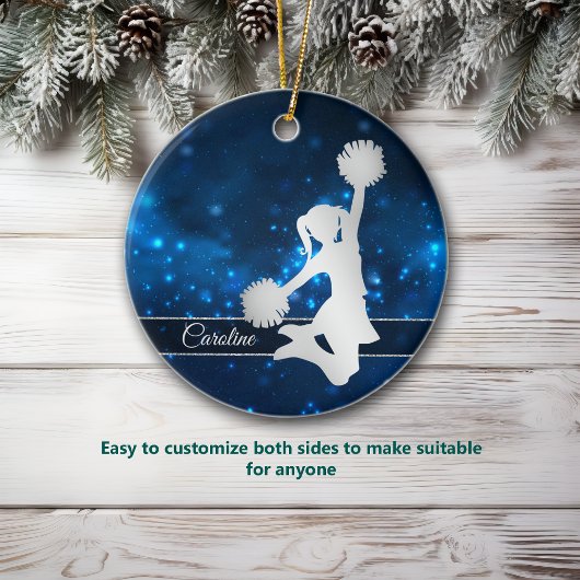 Elegant Blue Lights Silver Cheerleader Ornament Aus Metall
