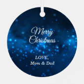 Elegant Blue Lights Silver Cheerleader Ornament Aus Metall (Rückseite)