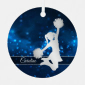 Elegant Blue Lights Silver Cheerleader Ornament Aus Metall (Vorderseite)