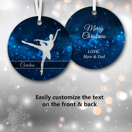 Elegant Blue Lights Silver Dancer Ornament Aus Metall