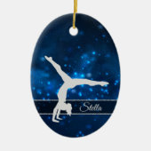 Elegant Blue Lights Silver Gymnast Keramik Ornament (Vorne)