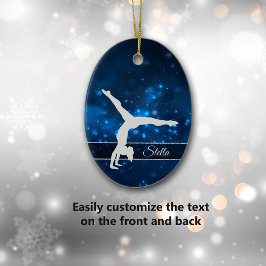 Elegant Blue Lights Silver Gymnast Keramik Ornament