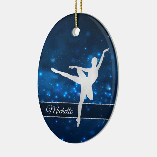 Elegant Blue Lights Silver Silhouette Dancer Keramik Ornament (Links)