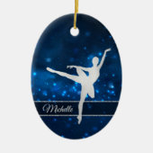 Elegant Blue Lights Silver Silhouette Dancer Keramik Ornament (Vorne)