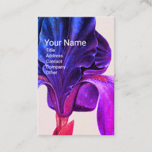 ELEGANT BLUE LILA IRIS Monogramm Visitenkarte