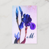 ELEGANT BLUE LILA IRIS Monogramm Visitenkarte (Rückseite)