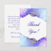 Elegant Blue Lila Silver Wedding Dankeskarte (Vorne/Hinten)