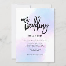 Elegant Blue/Lilac Watercolor/Black Script Wedding