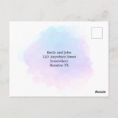 Elegant Blue/Lilac Watercolor/Script Wedding RSVP Postkarte (Rückseite)