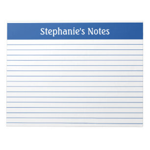 Elegant Blue Lined 11 x 8,5 Landschaft Personalisi Notizblock