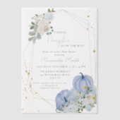 Elegant Blue Little Pumpkin Boy Baby Shower Pergament Einladungen (Vorderseite)