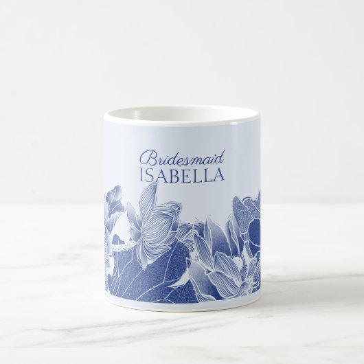 Elegant Blue Lotus Blume Hochzeitsgeschenk Bridesm Kaffeetasse (Mittel)