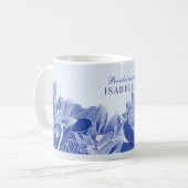 Elegant Blue Lotus Floral Wedding Gift Bridesmaid Kaffeetasse (Vorderseite Links)