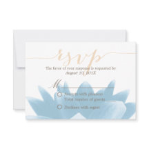 Elegant Blue Lotus Floral Wedding RSVP Reaktion