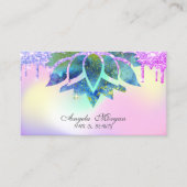 Elegant Blue Lotus Holographic Glitzer Tropfen Visitenkarte (Vorderseite)