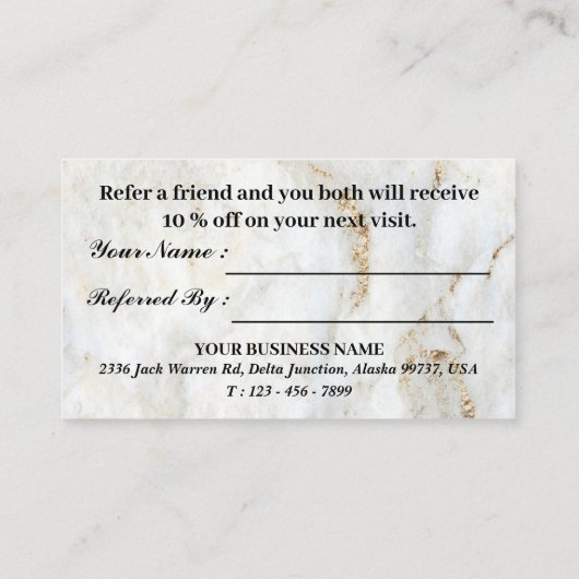 Elegant Blue Lotus Marble Empfehlungskarte (Rückseite)