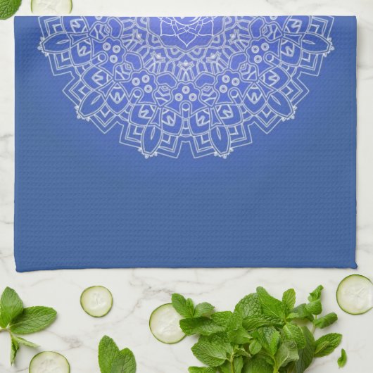 Elegant Blue Mandala mit OM Geschirrtuch (Gefaltet)