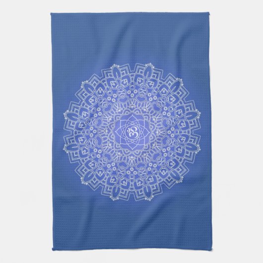 Elegant Blue Mandala mit OM Geschirrtuch (Vertikal)