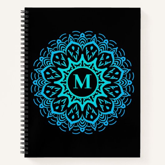 Elegant Blue Mandala Monogram Back to School Notizblock (Vorderseite)