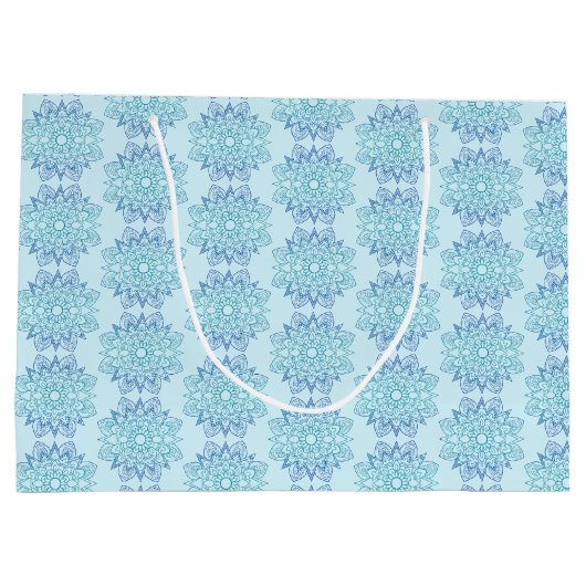 Elegant Blue Mandala Pattern Große Geschenktüte (Rückseite)