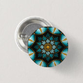 Elegant Blue Mandala | Sacred Geometry Boho | Zen Button (Vorne & Hinten)